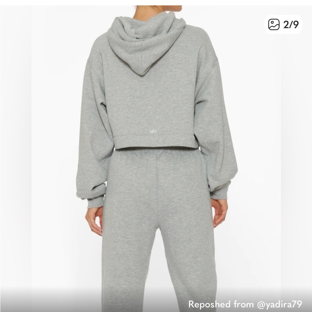 ALO Yoga Cropped Hoodie in Heather Gray